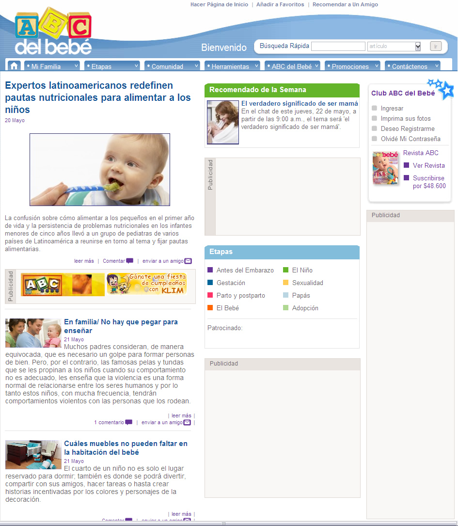 Pagina del ABC del bebe