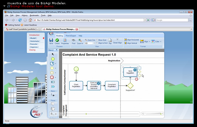 uso de BizAgi process Modeler//using BizAgi process Modeler