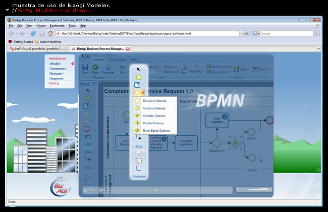 uso de BizAgi process Modeler//using BizAgi process Modeler