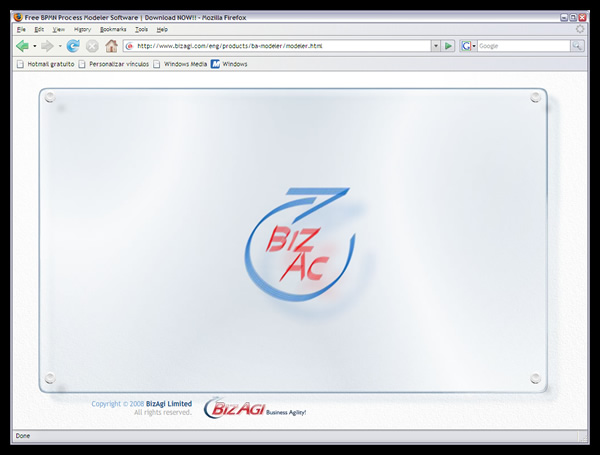 Sitio comercial del BizAgi process modeler // BizAgi Process Modeler commercial site