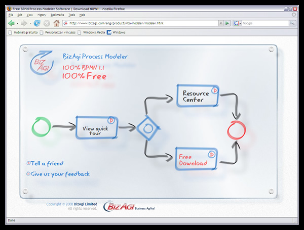 Sitio comercial del BizAgi process modeler // BizAgi Process Modeler commercial site