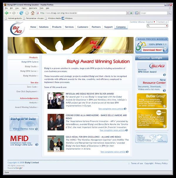BizAgi - Web site corporativo//BizAgi's corporate web site