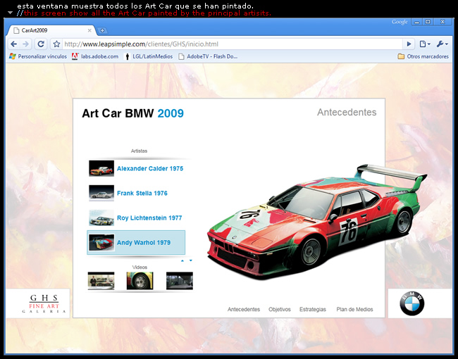 art Cart BMW 2009 - Helbert Ortiz | presentación web del proyecto a los patrocinadores