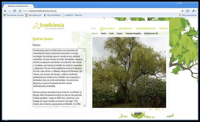 Ecoeficiencia - Web site corporativo//Ecoeficiencia's corporate web site