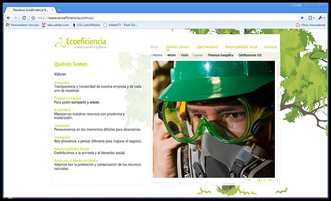Ecoeficiencia - Web site corporativo//Ecoeficiencia's corporate web site