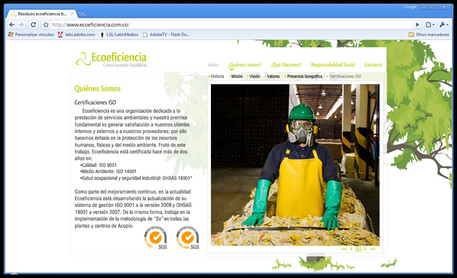 Ecoeficiencia - Web site corporativo//Ecoeficiencia's corporate web site