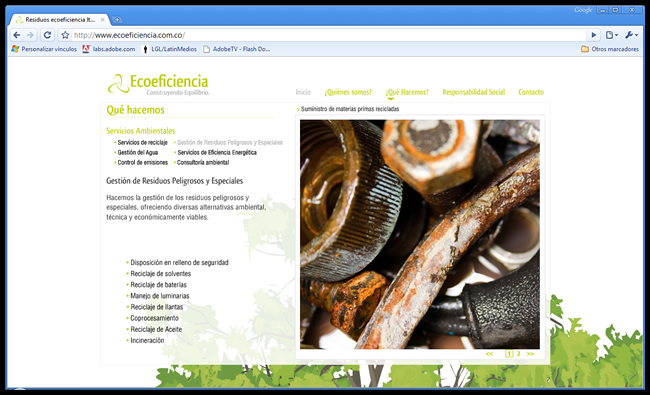 Ecoeficiencia - Web site corporativo//Ecoeficiencia's corporate web site