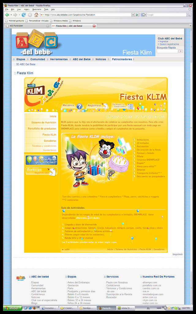 Leche Klim - Minisitio commercial//Klim Milk - commercial minisite | Party information