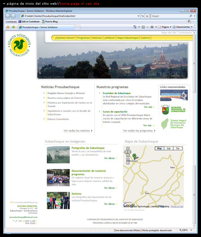 página inicial del sitio web // home page of web site