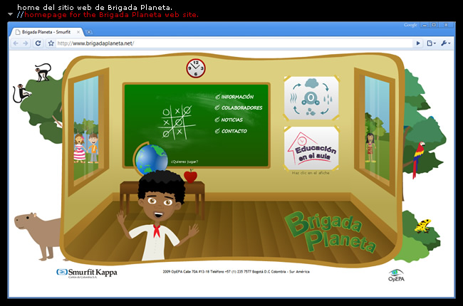 home del sitio web de Brigada Planeta//Brigada Planeta's web site homepage